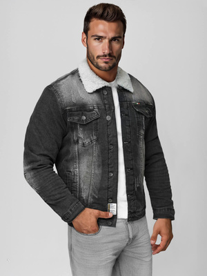 Herren Jeansjacke Sherpa Schwarz OZONEE NB/MJ513NZ