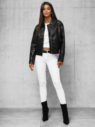 Damen Lederjacke Schwarz OZONEE O/G116Z