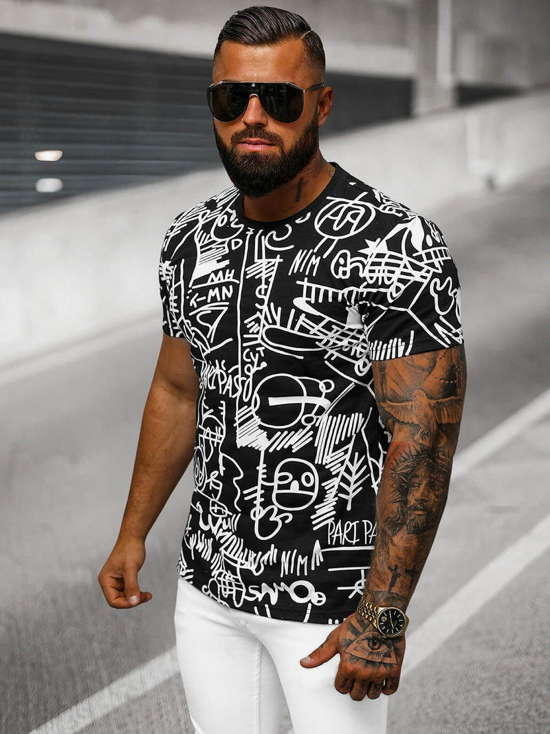 Herren T-shirt Schwarz OZONEE O/T1269/3