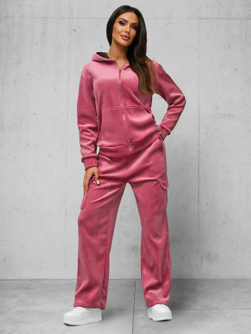 Damen Velours Sportanzug Dunkelrosa OZONEE JS/35C1613/19