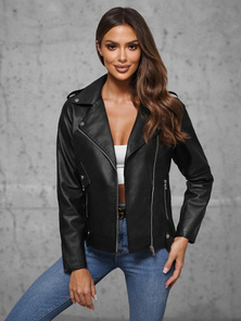 Damen Lederjacke Schwarz OZONEE JS/11Z8060
