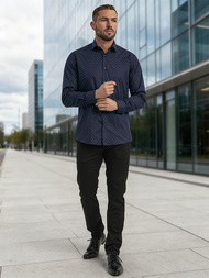 Herren Hemd Dunkelblau OZONEE V/V183