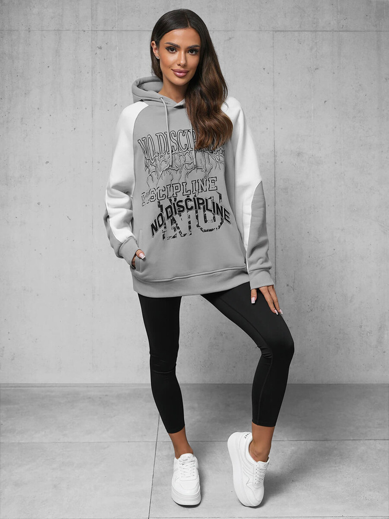 Kapuzenpullover Grau OZONEE O/SWE23037Z