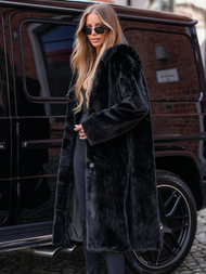 Damen Pelz Winterjacke Schwarz OZONEE JS/11Z8250