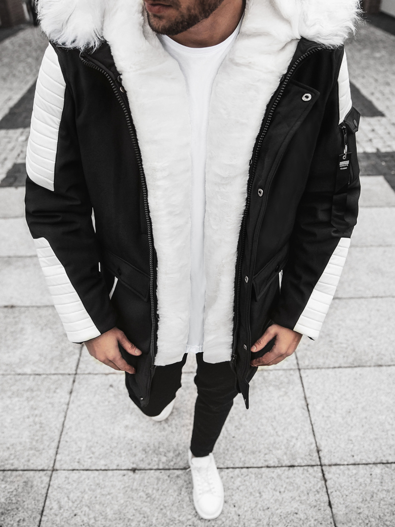 Herren Winterjacke Schwarz-Weiß OZONEE O/5832Z