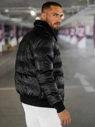 Herren Lederjacke Schwarz OZONEE O/M795Z