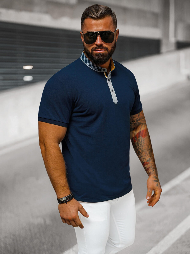 Herren Poloshirt Marineblau OZONEE O/DA803