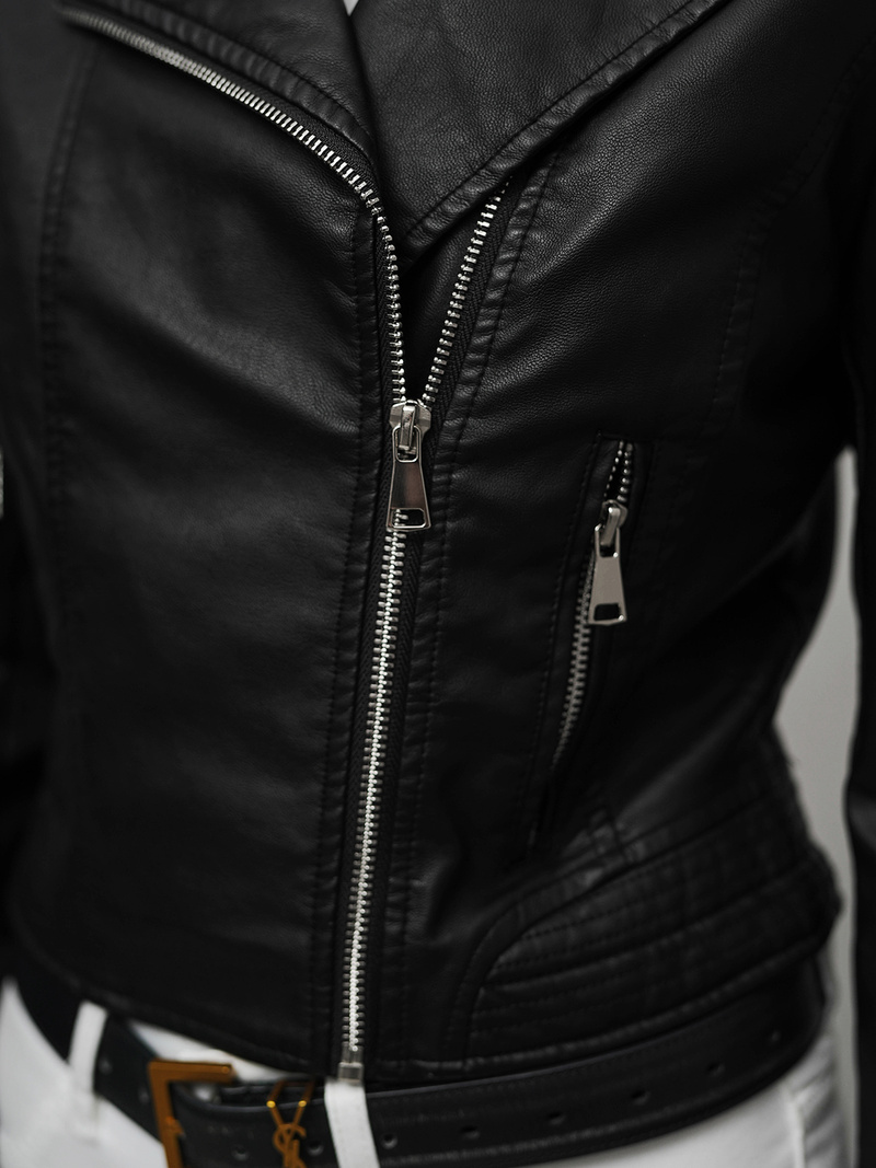 Damen Lederjacke Schwarz OZONEE JS/11Z8028Z