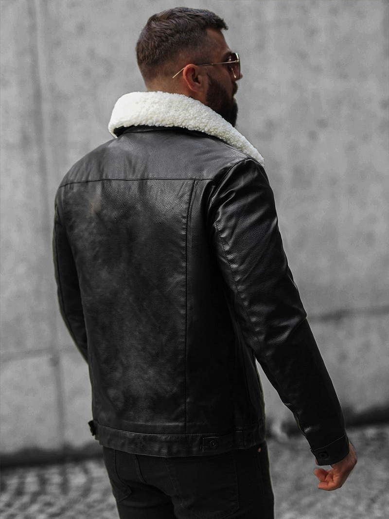Herren Lederjacke Schwarz OZONEE O/8830/1