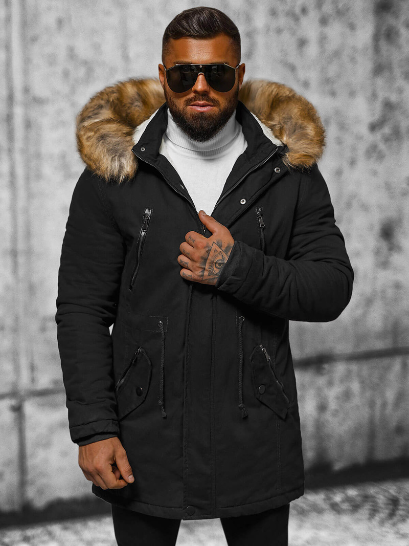 Herren Winterjacke Schwarz OZONEE JD/391Z OZONEE