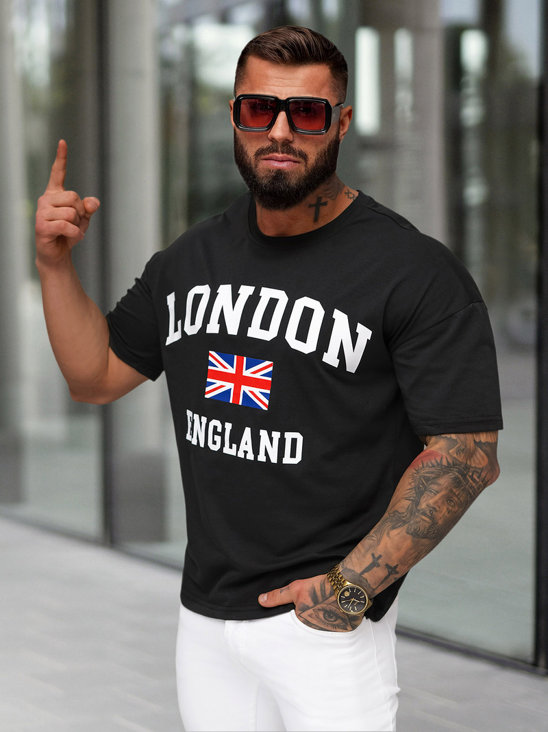 Herren T-shirt Schwarz OZONEE JS/8B1373/3