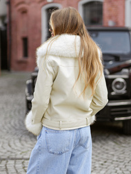 Damen Lederjacke Ecru OZONEE JS/61M8507/280