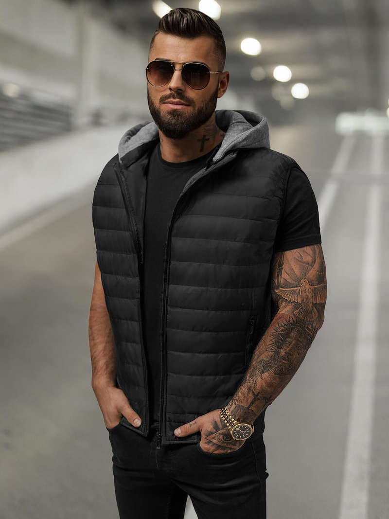 Herren Weste Schwarz OZONEE JS/8M983/392