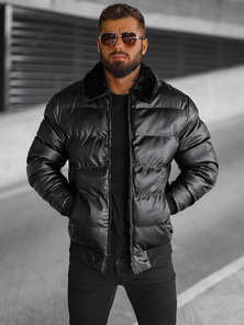 Herren Lederjacke Schwarz OZONEE O/M795Z