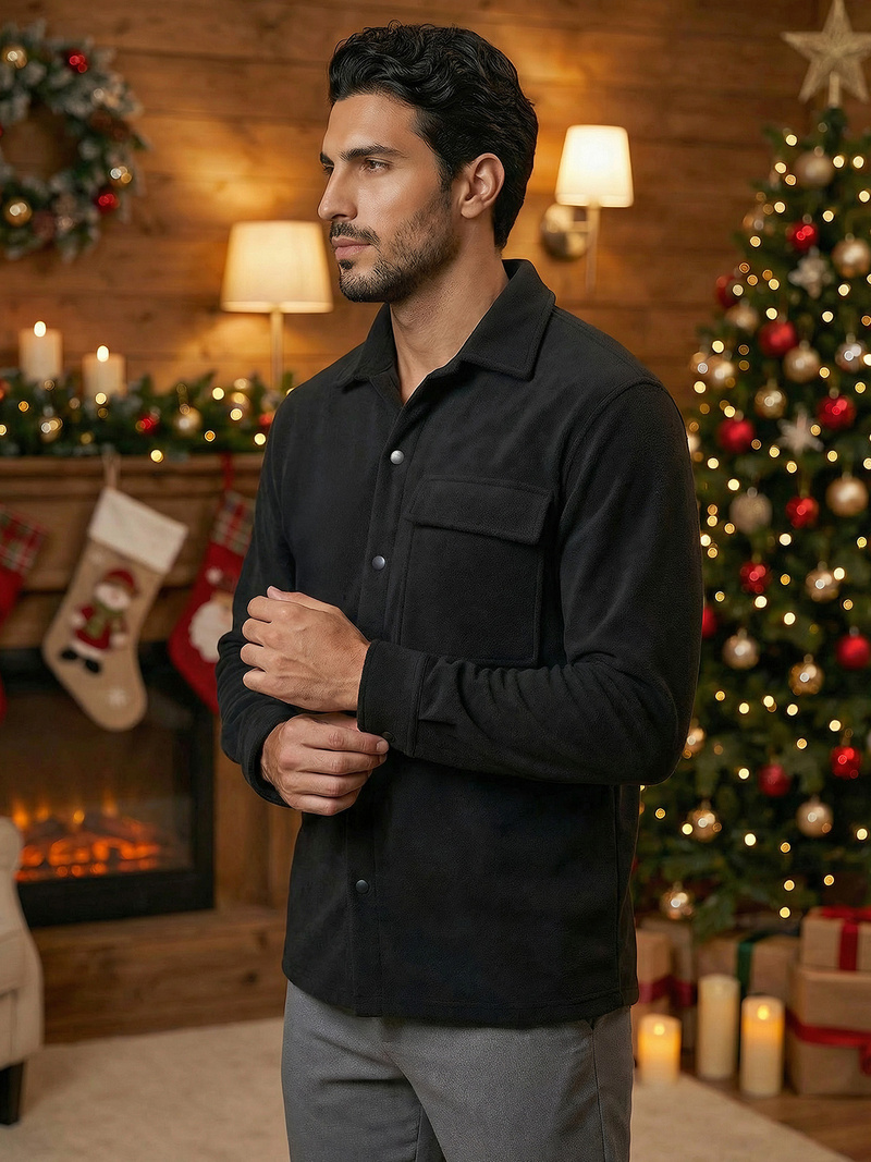 Herren Hemd Schwarz OZONEE O/GOM23040Z