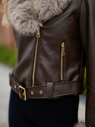 Damen Lederjacke Schokolade OZONEE JS/61M8511/158