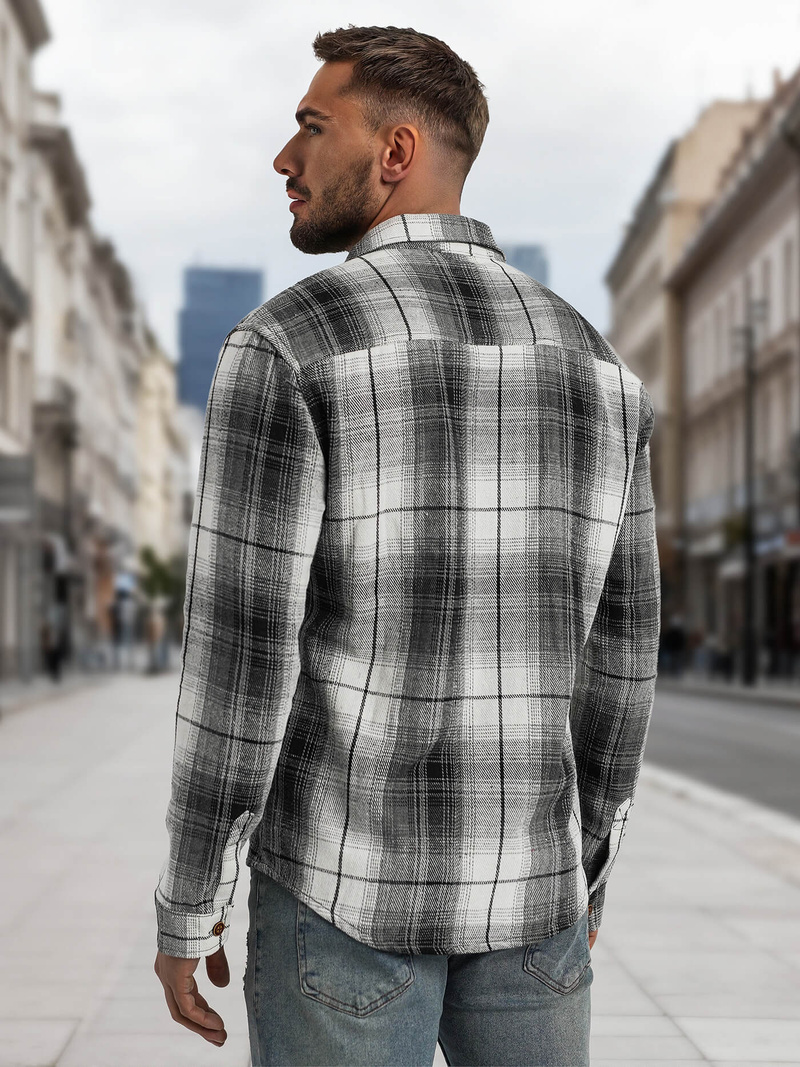 Herren Hemd Schwarz-Weiß OZONEE NB/MC728N/4