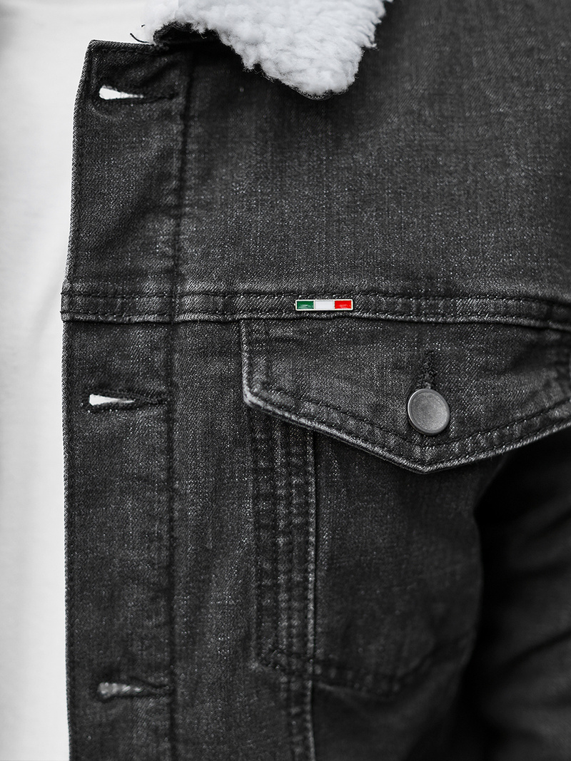 Herren Jeansjacke Sherpa Schwarz OZONEE NB/MJ517NZ