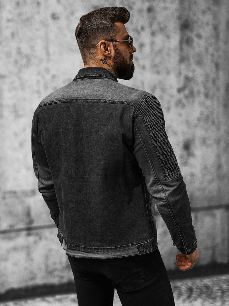Herren Jeansjacke Schwarz OZONEE NB/MJ521N