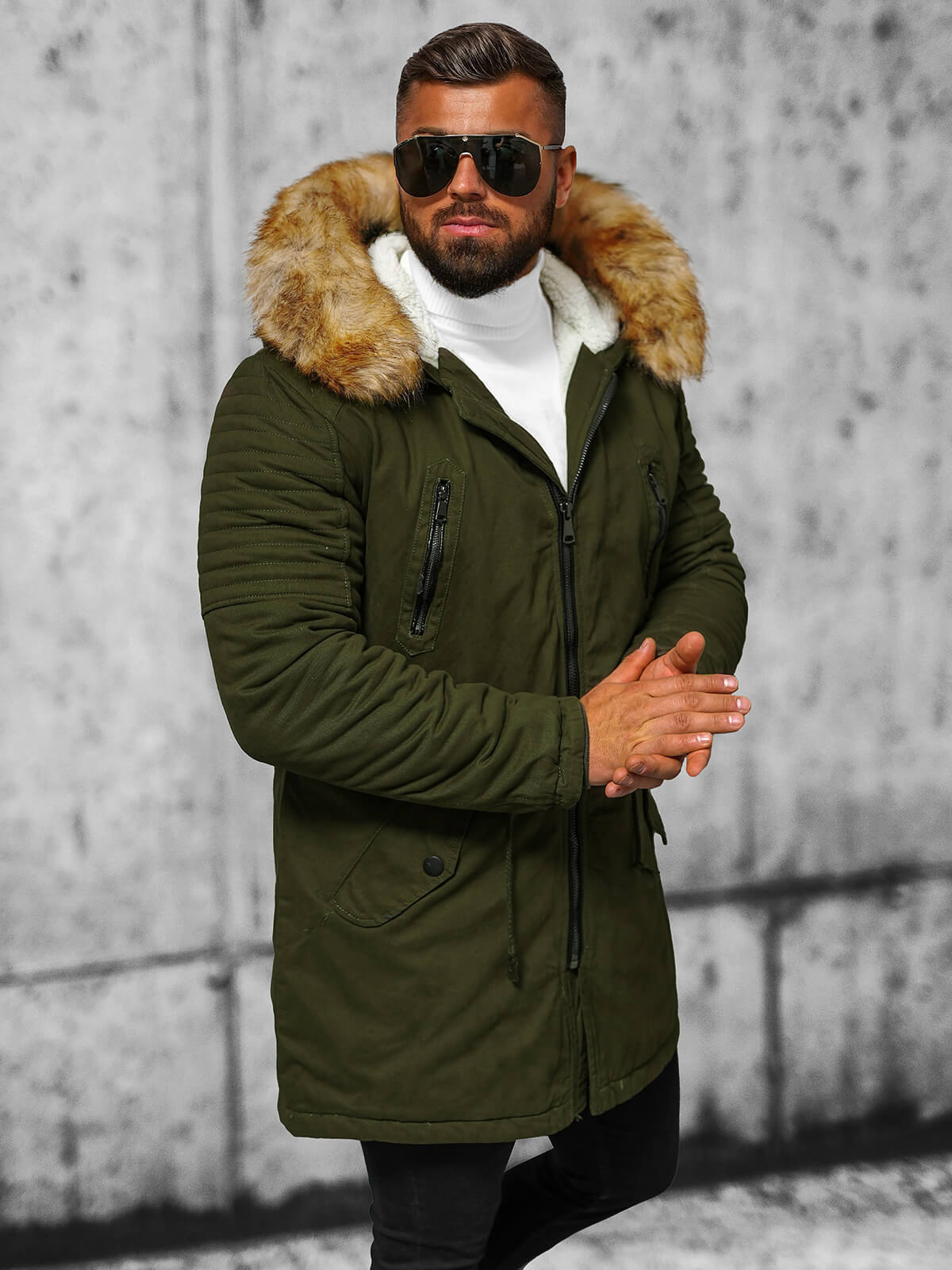 Herren Winterjacke Khaki OZONEE JD/390Z OZONEE