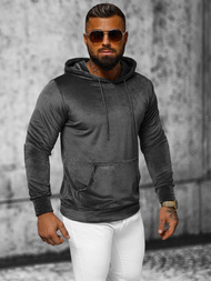 Herren Velours Kapuzenpullover Anthrazit OZONEE JS/8B1170/6
