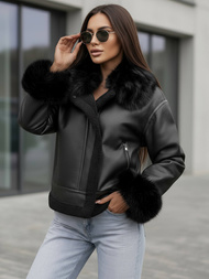 Damen Lederjacke Schwarz OZONEE JS/61M8505/392Z