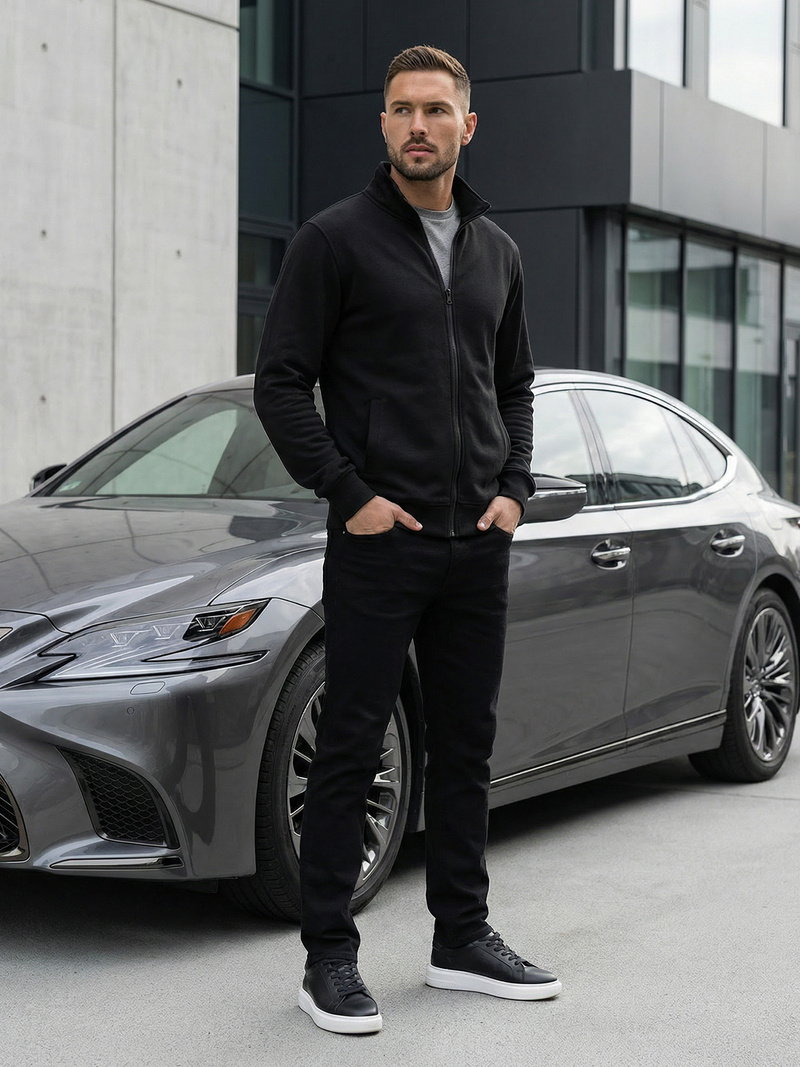 Herren Sweatjacke Schwarz OZONEE JS/2002Z