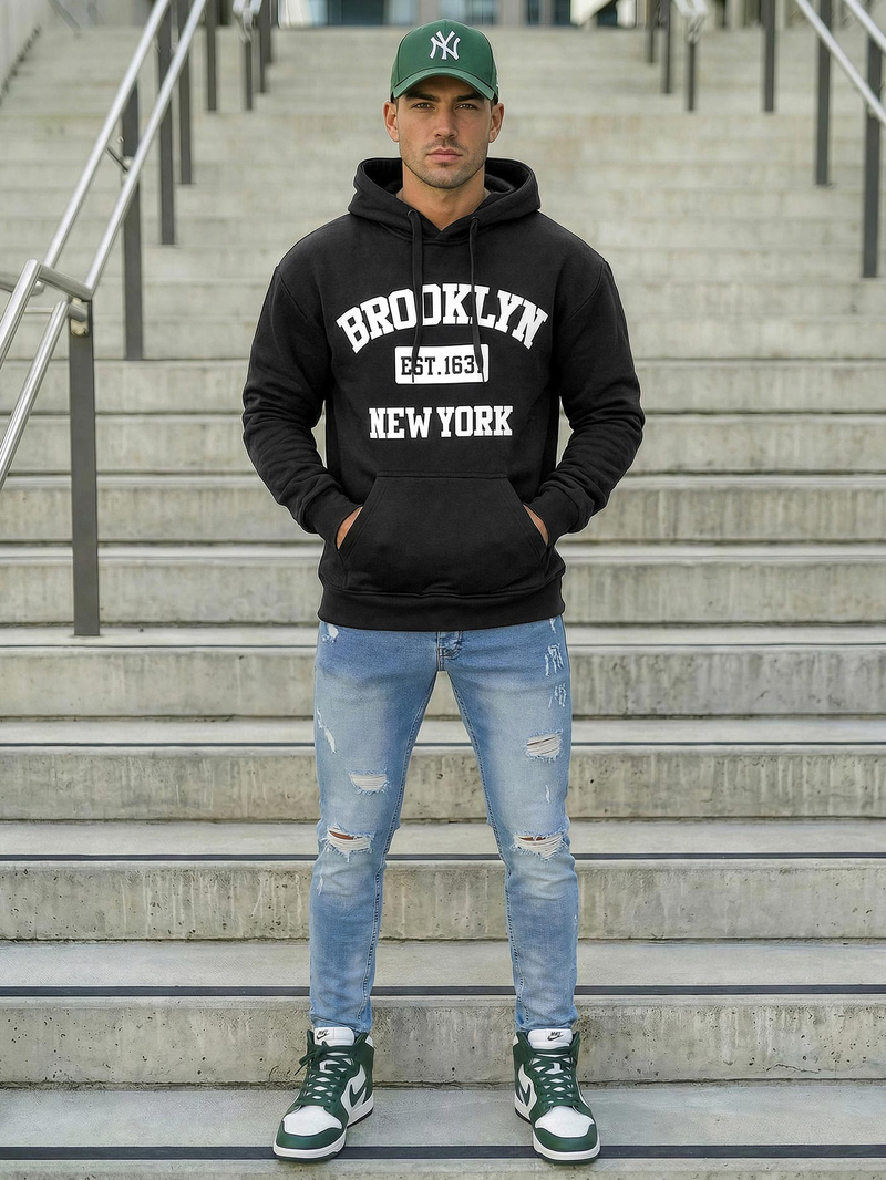 Herren Kapuzenpullover Schwarz OZONEE JS/8B1767/3Z