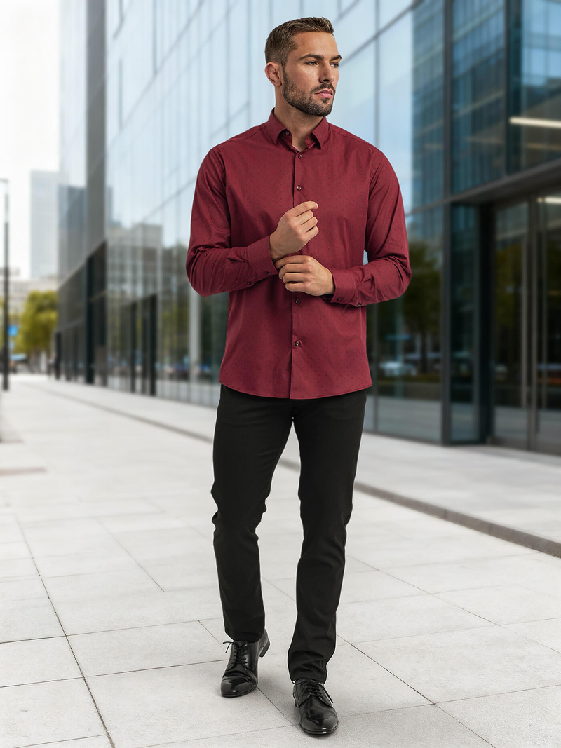Herren Hemd Weinrot OZONEE V/V182