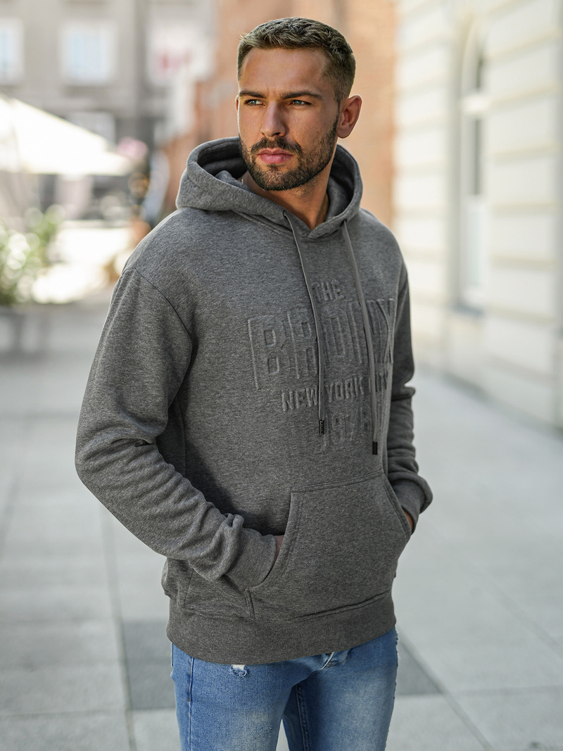 Herren Kapuzenpullover Dunkelgrau OZONEE JS/8B1776/5
