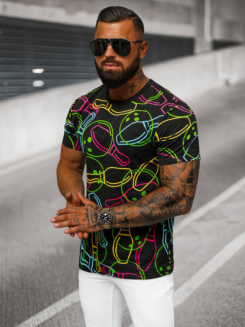 Herren T-shirt Schwarz OZONEE O/T1272/3