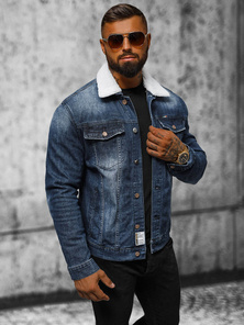Herren Jeansjacke Sherpa Dunkelblau OZONEE NB/MJ516BSZ