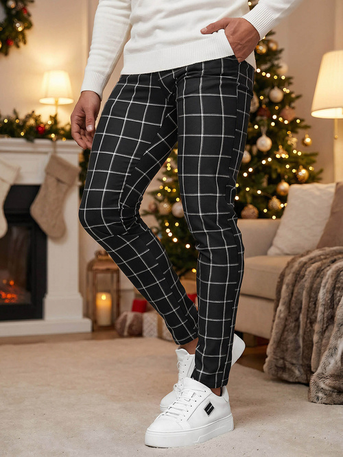 Herren Chino Hose Schwarz OZONEE DJ/5522Z