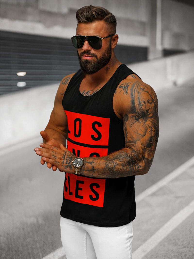 Herren Tank Top Schwarz OZONEE O/T105/3