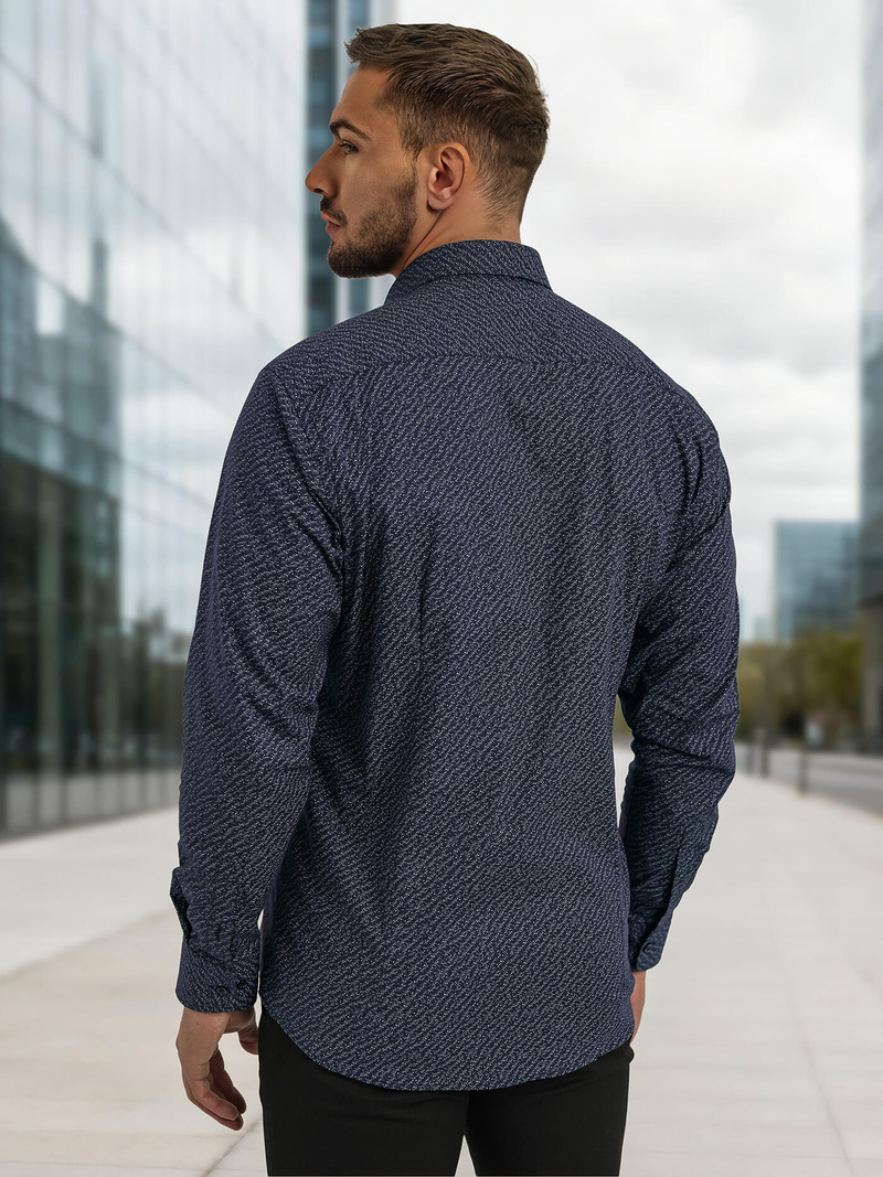 Herren Hemd Dunkelblau OZONEE V/V186