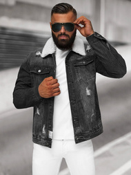 Herren Jeansjacke Sherpa Schwarz OZONEE NB/MJ502NZ