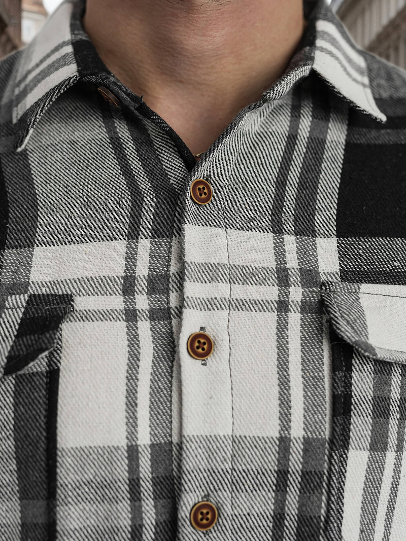 Herren Hemd Schwarz-Weiß OZONEE NB/MC728N/3Z