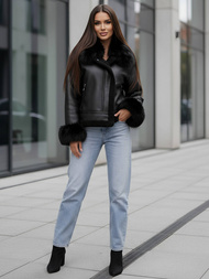 Damen Lederjacke Schwarz OZONEE JS/61M8505/392Z