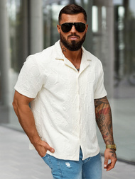 Herren Kurzarmhemd Ecru OZONEE O/B2256