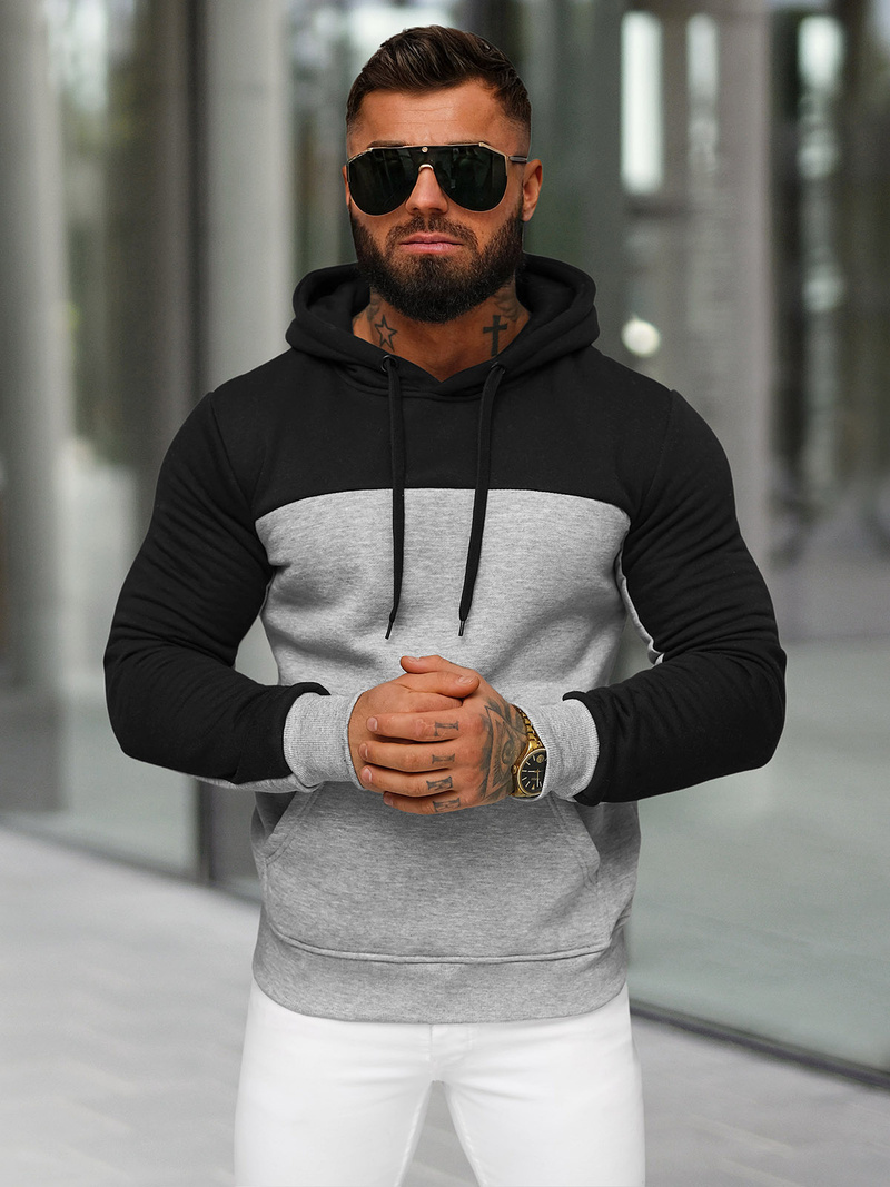 Herren Kapuzenpullover Grau OZONEE JS/8B1307/2