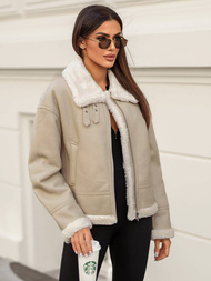 Damen Lederjacke Beige OZONEE JS/11Z8178