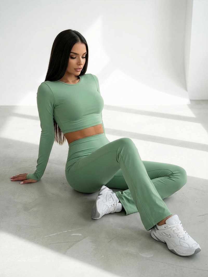 Damen Leggings mit Breiten Beinen Mintgrün JS/17K588/127Z