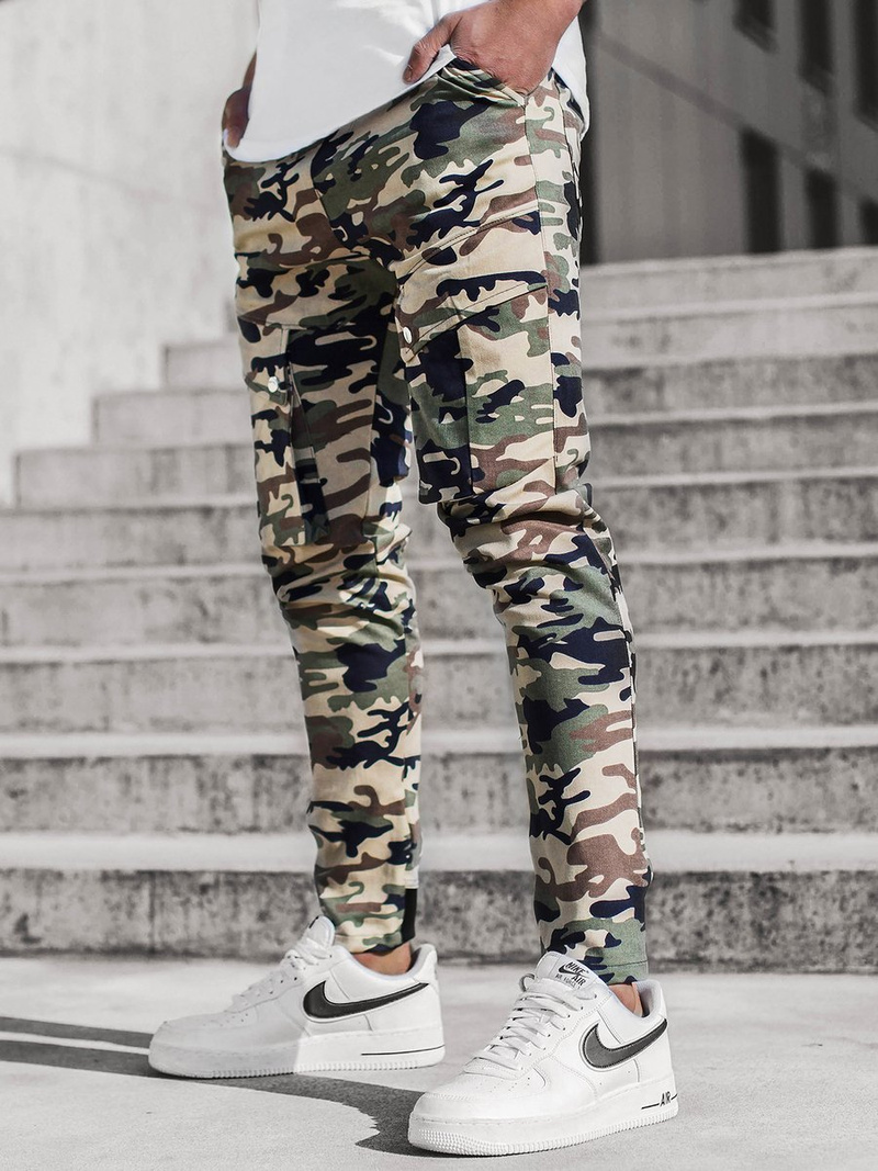 Herren Jogger Hosen Beige-Camo OZONEE A/1003