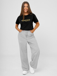 Damen T-shirt Schwarz-Gold OZONEE JS/YJ77716