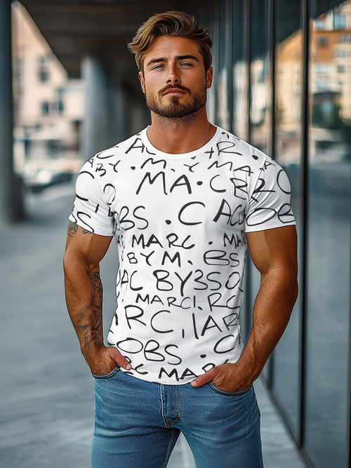 Herren T-shirt Weiß OZONEE JS/8T1213/1Z
