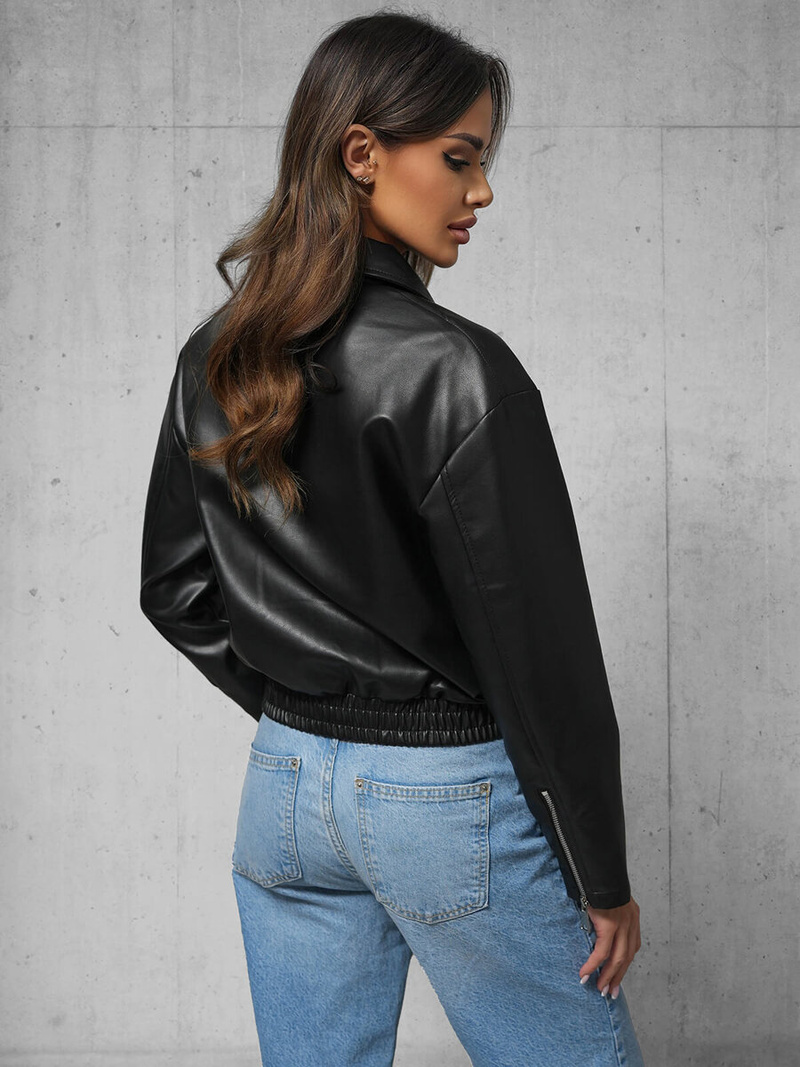 Damen Lederjacke Schwarz OZONEE O/G116