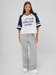 Damen T-shirt Weiß-Dunkelblau OZONEE JS/R62493