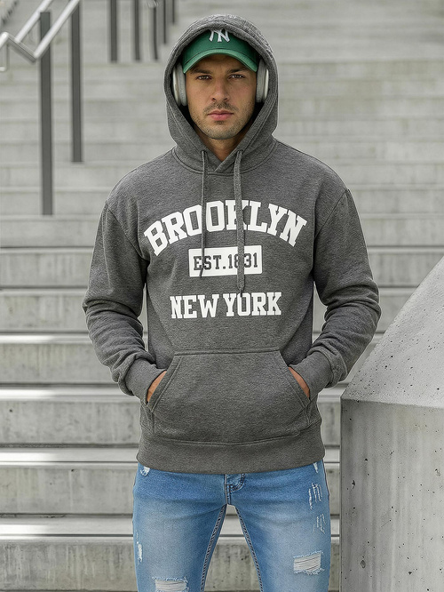 Herren Kapuzenpullover Dunkelgrau OZONEE JS/8B1767/5Z