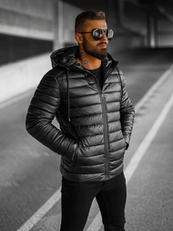 Herren Lederjacke Schwarz OZONEE O/11Z8088
