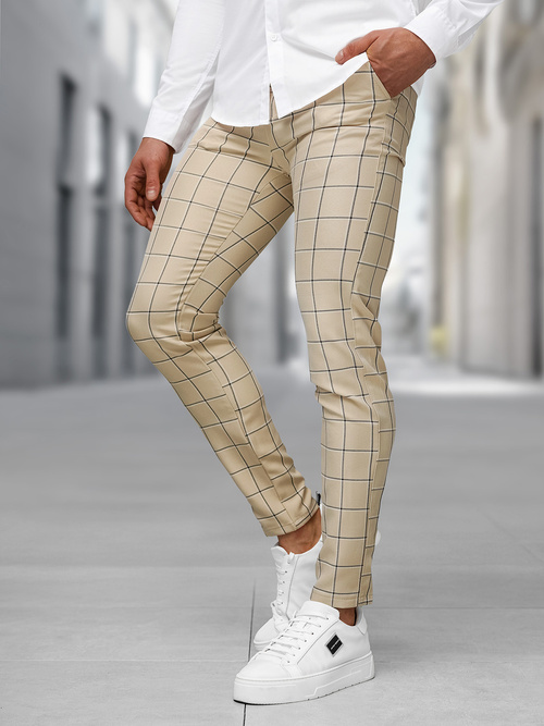 Herren Chino Hose Beige OZONEE DJ/5522Z